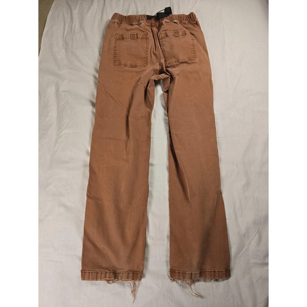 Stoic Pants Mens 33x30 Brown Elastic Waist Belted Straight Leg Workwear Casual